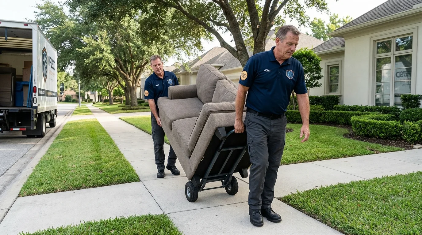 Local residential moving crew loading furniture in Algoma, WI